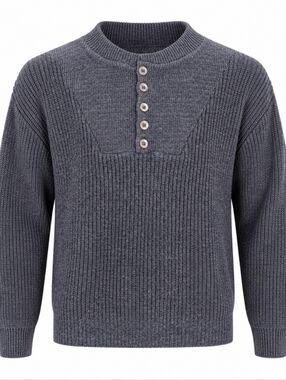 Vintage Woodbridge Men's Knit Blue Crewneck Sweater With Button Detail Size L